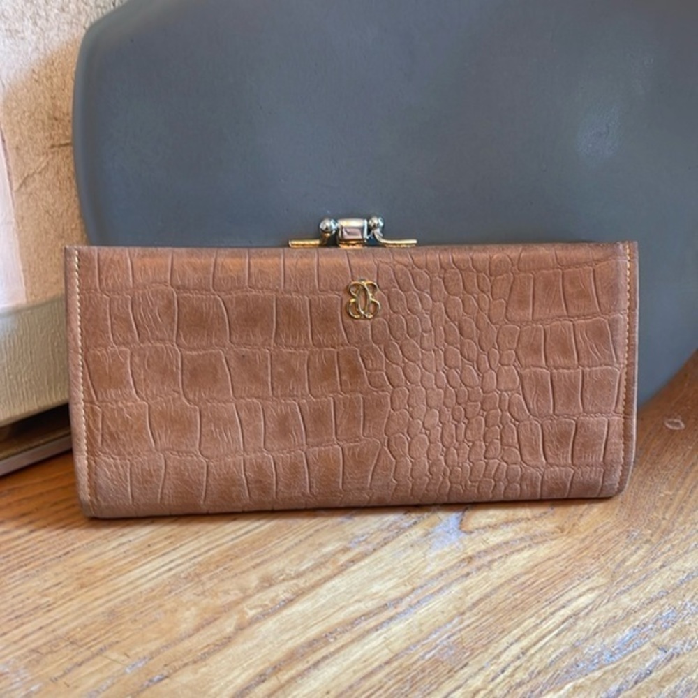 🎪 Buxton alligator grain cowhide tan leather wallet: